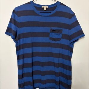 Vintage Burberry Striped Blue & Navy Pocket Tee - Mens XL